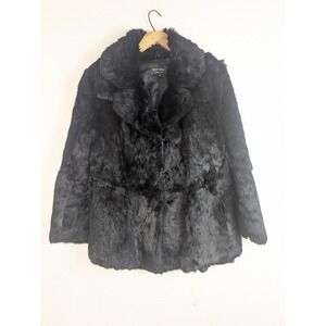 Echt Pelz Fur Coat Black Size 48 Short TLC READ Description!